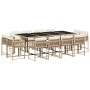 Set comedor de jardín con cojines 13 pzas ratán sintético beige en Conjuntos de jardín | Comprar online en Foru.es