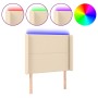 Cabecero con LED de tela color crema 93x16x118/128 cm de , Cabeceros y pies de cama - Ref: Foro24-3123895, Precio: 78,00 €, D...