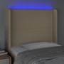 Cabecero con LED de tela color crema 93x16x118/128 cm de , Cabeceros y pies de cama - Ref: Foro24-3123895, Precio: 78,00 €, D...
