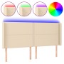 Cabecero con LED de tela color crema 183x16x118/128 cm de , Cabeceros y pies de cama - Ref: Foro24-3123927, Precio: 127,36 €,...