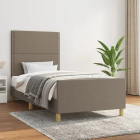 Bettgestell mit Kopfteil aus taupegrauem Stoff 90x190 cm von , Betten und Lattenroste - Ref: Foro24-3124940, Preis: 124,62 €,...