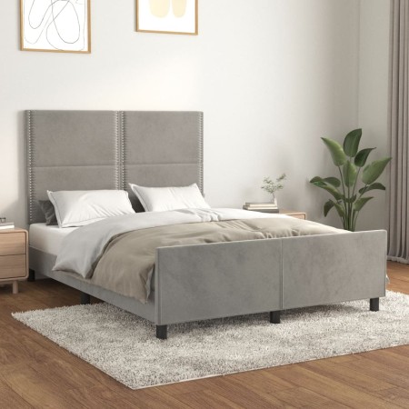 Estructura de cama con cabecero terciopelo gris claro 140x190cm de , Camas y somieres - Ref: Foro24-3125696, Precio: 200,81 €...