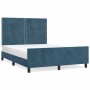 Estructura cama con cabecero terciopelo azul oscuro 140x190 cm de , Camas y somieres - Ref: Foro24-3125694, Precio: 205,03 €,...