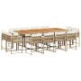 Set comedor de jardín con cojines 13 pzas ratán sintético beige en Conjuntos de jardín | Comprar online en Foru.es