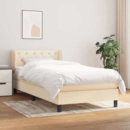 Cama box spring con colchón tela color crema 80x200 cm de , Camas y somieres - Ref: Foro24-3126442, Precio: 337,24 €, Descuen...