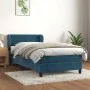Box spring bed with dark blue velvet mattress 100x200 cm by , Beds and slatted bases - Ref: Foro24-3127419, Price: 319,28 €, ...