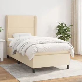 Cama box spring con colchón tela color crema 90x190 cm de , Camas y somieres - Ref: Foro24-3127850, Precio: 339,61 €, Descuen...