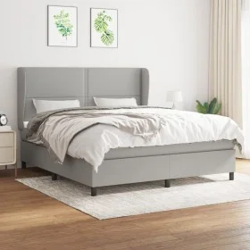 Cama box spring con colchón tela gris claro 180x200 cm de , Camas y somieres - Ref: Foro24-3127901, Precio: 576,63 €, Descuen...