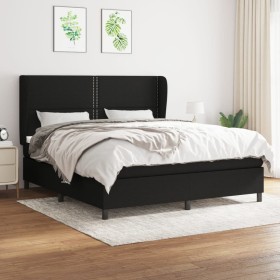 Cama box spring con colchón tela negro 180x200 cm de , Camas y somieres - Ref: Foro24-3127903, Precio: 606,14 €, Descuento: %