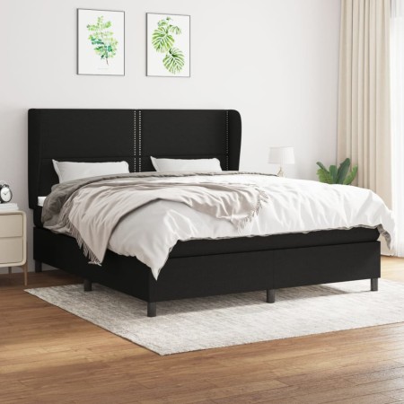 Cama box spring con colchón tela negro 180x200 cm de , Camas y somieres - Ref: Foro24-3127903, Precio: 606,14 €, Descuento: %