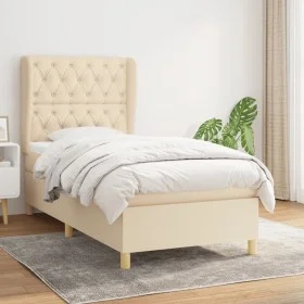 Box spring bed with cream fabric mattress 80x200 cm by , Beds and slatted bases - Ref: Foro24-3128722, Price: 372,86 €, Disco...