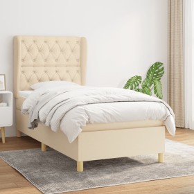 Cama box spring con colchón tela color crema 80x200 cm de , Camas y somieres - Ref: Foro24-3128722, Precio: 362,99 €, Descuen...