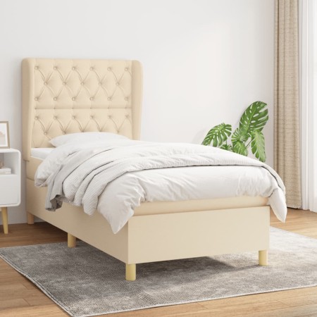 Cama box spring con colchón tela color crema 80x200 cm de , Camas y somieres - Ref: Foro24-3128722, Precio: 362,99 €, Descuen...