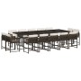 Set comedor de jardín y cojines 15 pzas ratán sintético marrón en Conjuntos de jardín | Comprar online en Foru.es