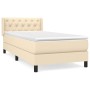 Cama box spring con colchón tela color crema 80x200 cm de , Camas y somieres - Ref: Foro24-3129910, Precio: 325,85 €, Descuen...
