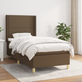Cama box spring con colchón tela marrón oscuro 90x200 cm de , Camas y somieres - Ref: Foro24-3131884, Precio: 331,58 €, Descu...