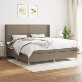 Box spring bed with taupe gray fabric mattress 200x200 cm by , Beds and slatted bases - Ref: Foro24-3131941, Price: 704,60 €,...