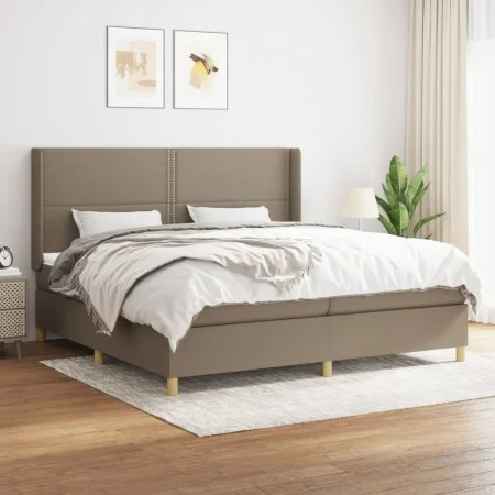 Box spring bed with taupe gray fabric mattress 200x200 cm by , Beds and slatted bases - Ref: Foro24-3131941, Price: 704,60 €,...