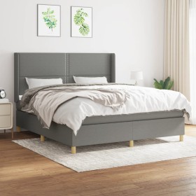 Cama box spring con colchón tela gris oscuro 160x200 cm de , Camas y somieres - Ref: Foro24-3131922, Precio: 556,88 €, Descue...