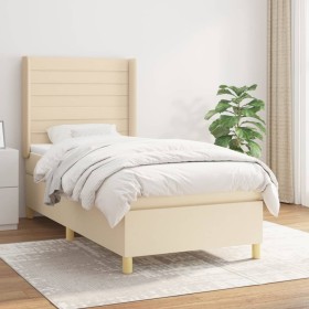Cama box spring con colchón tela color crema 80x200 cm de , Camas y somieres - Ref: Foro24-3132030, Precio: 342,15 €, Descuen...