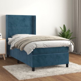 Cama box spring con colchón terciopelo azul oscuro 80x200 cm de , Camas y somieres - Ref: Foro24-3132589, Precio: 297,74 €, D...