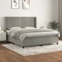 Box spring bed with light gray velvet mattress 160x200 cm by , Beds and slatted bases - Ref: Foro24-3132627, Price: 502,88 €,...