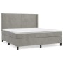 Cama box spring con colchón terciopelo gris claro 160x200 cm de , Camas y somieres - Ref: Foro24-3132627, Precio: 531,34 €, D...