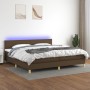 Cama box spring con colchón LED tela marrón oscuro 200x200 cm de , Camas y somieres - Ref: Foro24-3133584, Precio: 604,04 €, ...