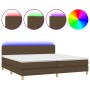 Cama box spring con colchón LED tela marrón oscuro 200x200 cm de , Camas y somieres - Ref: Foro24-3133584, Precio: 604,04 €, ...