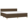 Cama box spring con colchón LED tela marrón oscuro 200x200 cm de , Camas y somieres - Ref: Foro24-3133584, Precio: 604,04 €, ...