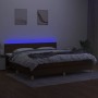 Cama box spring con colchón LED tela marrón oscuro 200x200 cm de , Camas y somieres - Ref: Foro24-3133584, Precio: 604,04 €, ...