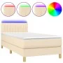 Box spring bed with mattress and LED cream fabric 80x200 cm by , Beds and slatted bases - Ref: Foro24-3133834, Price: 301,18 ...
