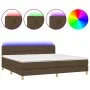 Box spring bed with LED mattress dark brown fabric 200x200 cm by , Beds and slatted bases - Ref: Foro24-3133984, Price: 623,0...