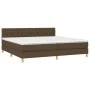 Box spring bed with LED mattress dark brown fabric 200x200 cm by , Beds and slatted bases - Ref: Foro24-3133984, Price: 623,0...