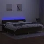 Box spring bed with LED mattress dark brown fabric 200x200 cm by , Beds and slatted bases - Ref: Foro24-3133984, Price: 623,0...
