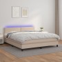 Cama box spring colchón LED cuero sintético capuchino 180x200cm de , Camas y somieres - Ref: Foro24-3134182, Precio: 526,85 €...