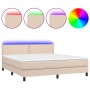 Cama box spring colchón LED cuero sintético capuchino 180x200cm de , Camas y somieres - Ref: Foro24-3134182, Precio: 526,85 €...