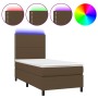 Cama box spring colchón y luces LED tela marrón oscuro 90x190cm de , Camas y somieres - Ref: Foro24-3134760, Precio: 317,92 €...