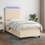 Cama box spring colchón y luces LED tela crema 80x200 cm de , Camas y somieres - Ref: Foro24-3134914, Precio: 333,85 €, Descu...