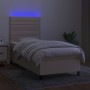 Cama box spring colchón y luces LED tela crema 80x200 cm de , Camas y somieres - Ref: Foro24-3134914, Precio: 333,85 €, Descu...
