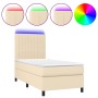 Cama box spring colchón y luces LED tela crema 80x200 cm de , Camas y somieres - Ref: Foro24-3134994, Precio: 327,78 €, Descu...