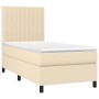 Cama box spring colchón y luces LED tela crema 80x200 cm de , Camas y somieres - Ref: Foro24-3134994, Precio: 327,78 €, Descu...