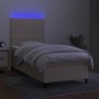 Cama box spring colchón y luces LED tela crema 80x200 cm de , Camas y somieres - Ref: Foro24-3134994, Precio: 327,78 €, Descu...