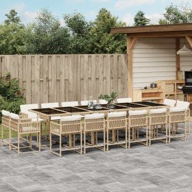 Set comedor de jardín 17 pzas con cojines ratán sintético beige en Conjuntos de jardín | Comprar online en Foru.es