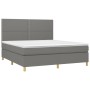 Cama box spring colchón y luces LED tela gris oscuro 160x200 cm de , Camas y somieres - Ref: Foro24-3135366, Precio: 548,18 €...