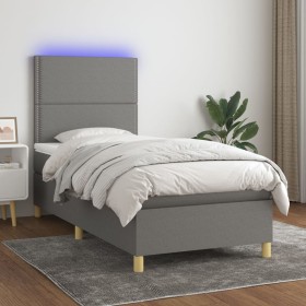 Cama box spring colchón y luces LED tela gris oscuro 90x200 cm de , Camas y somieres - Ref: Foro24-3135326, Precio: 353,07 €,...