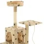 Rascador para gatos con poste de sisal 120 cm huellas beige de vidaXL, Mobiliario para gatos - Ref: Foro24-170593, Precio: 73...