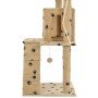 Rascador para gatos con poste de sisal 120 cm huellas beige de vidaXL, Mobiliario para gatos - Ref: Foro24-170593, Precio: 74...