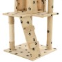 Rascador para gatos con poste de sisal 120 cm huellas beige de vidaXL, Mobiliario para gatos - Ref: Foro24-170593, Precio: 74...