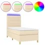 Box spring bed mattress and LED lights cream fabric 80x200 cm by , Beds and slatted bases - Ref: Foro24-3135474, Price: 336,4...